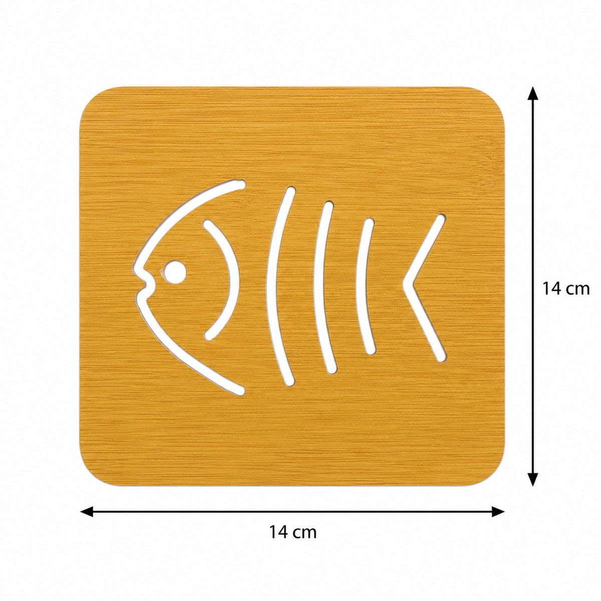 Square Wooden Fish Coaster  Heat Trivet For Table Protection
