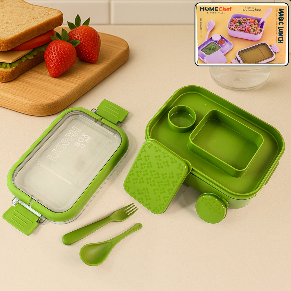 Magic Lunch Box With Leakproof Compartments (1 Pc)
