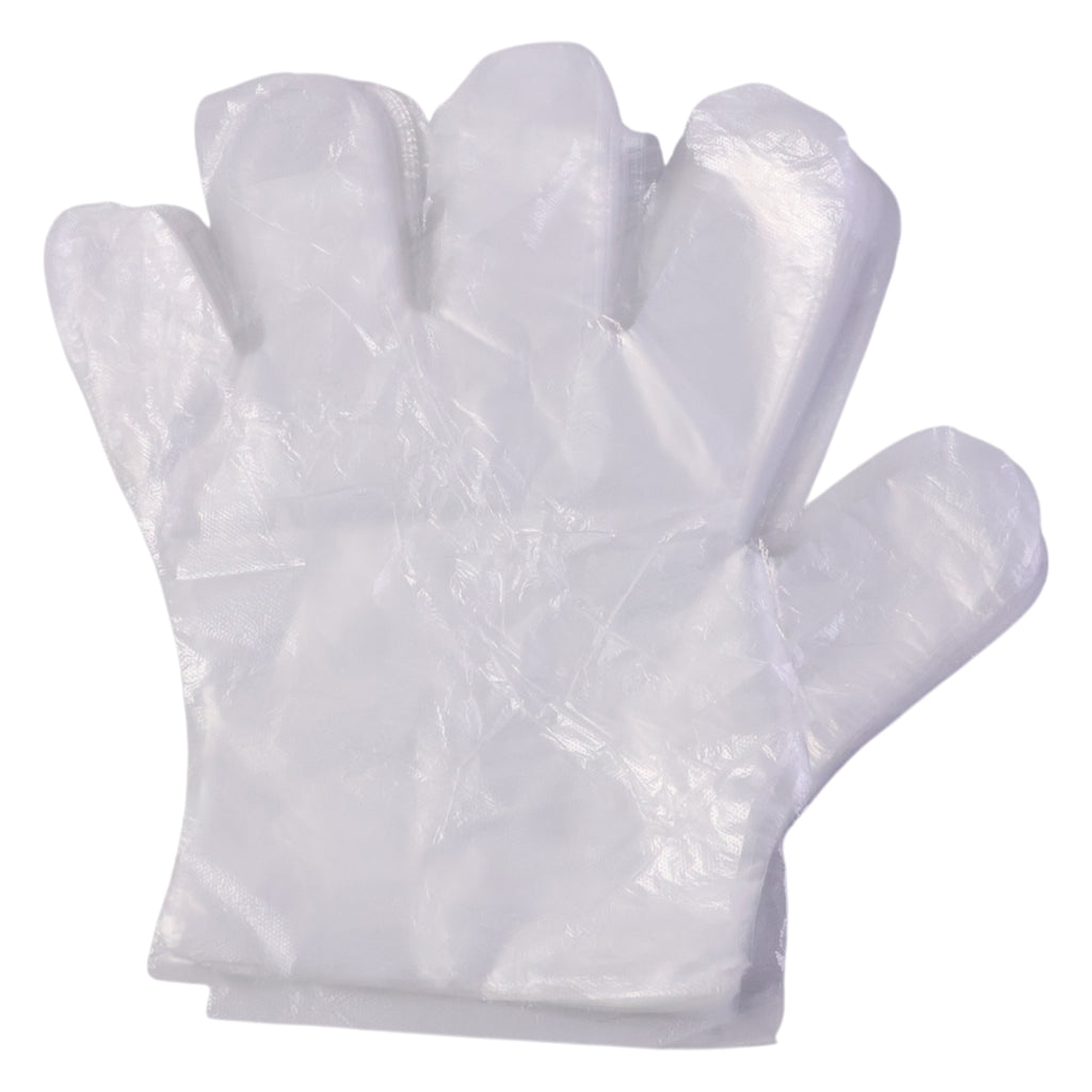 Disposable Transparent Plastic Gloves (100 Piece Pack)