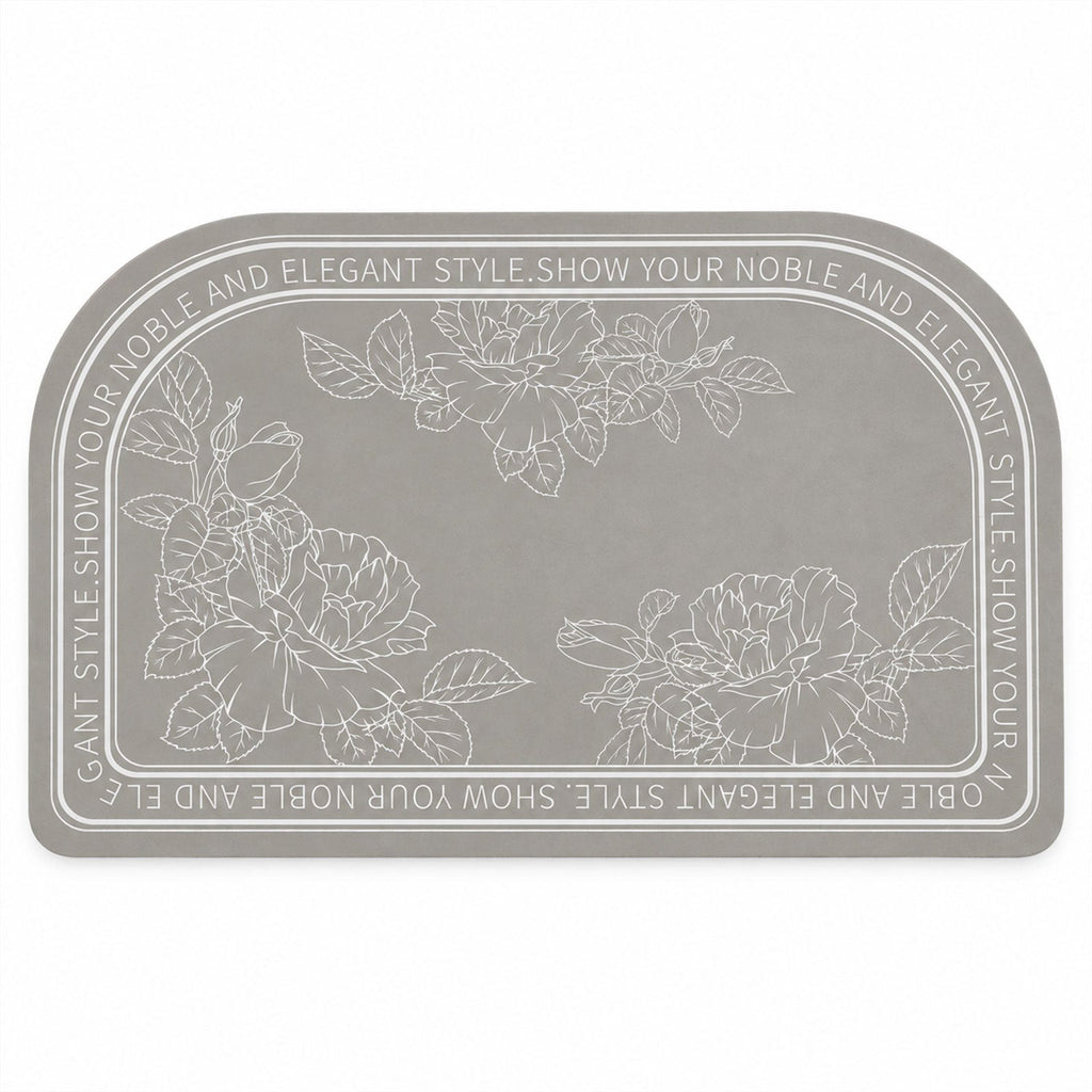 Absorbent Bathroom Mat Half Round Floral Print Quick Dry Mat (1 Pc 50x80 Cm)